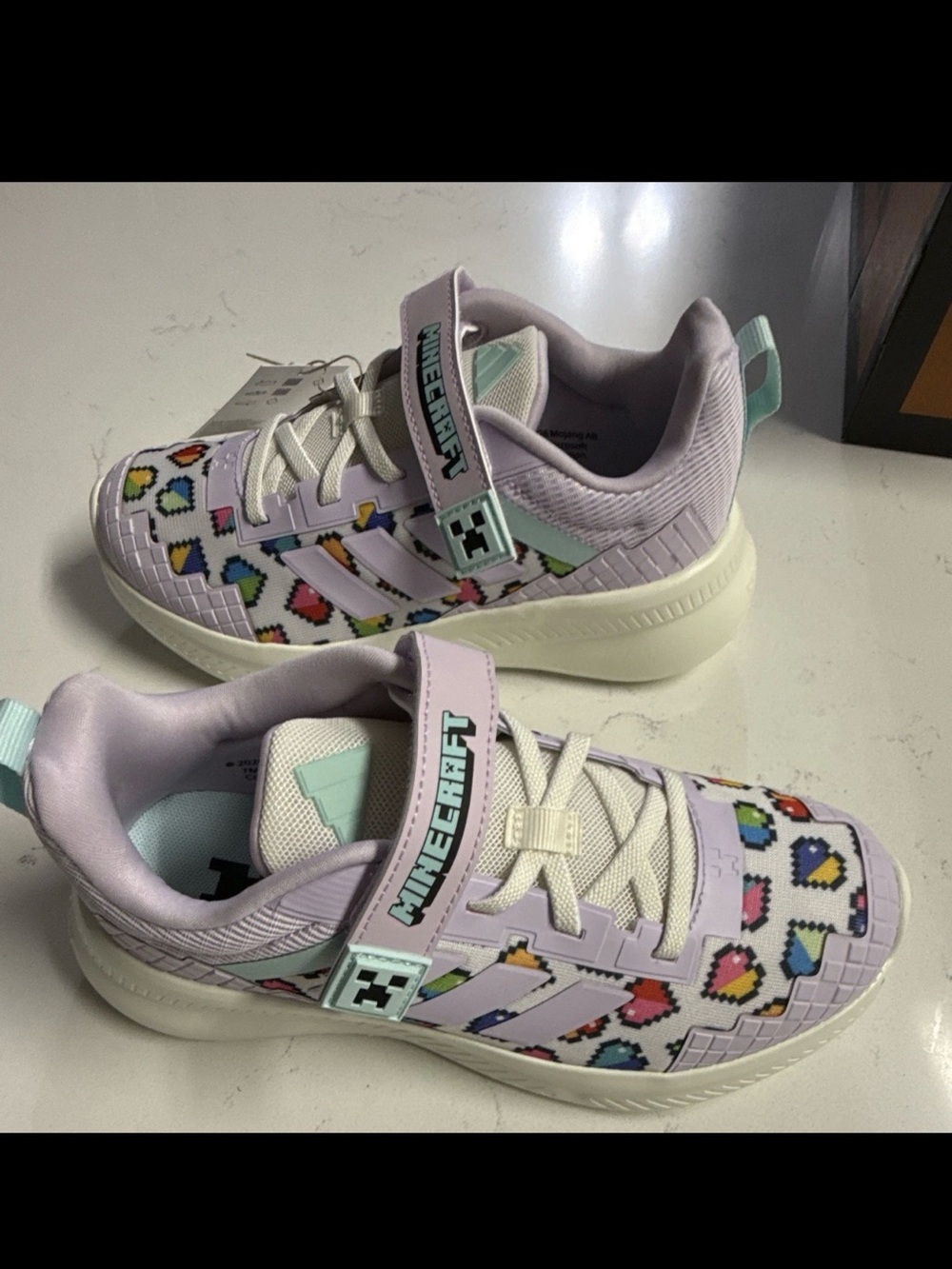 NWT Adidas x Minecraft Fortarun Sneakers (Kids Size 2 US)